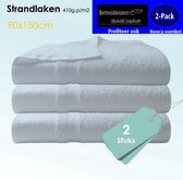 2 Pack Saunalaken | Badlaken (2 stuks) Fancy wit 410g.p/m2|90x150