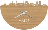 Skyline Klok Aalst Bamboe hout - Ø 40 cm - Stil uurwerk - Wanddecoratie - Meer steden beschikbaar - Woonkamer idee - Woondecoratie - City Art - Steden kunst - Cadeau voor hem - Cadeau voor haar - Jubileum - Trouwerij - Housewarming - WoodWideCities