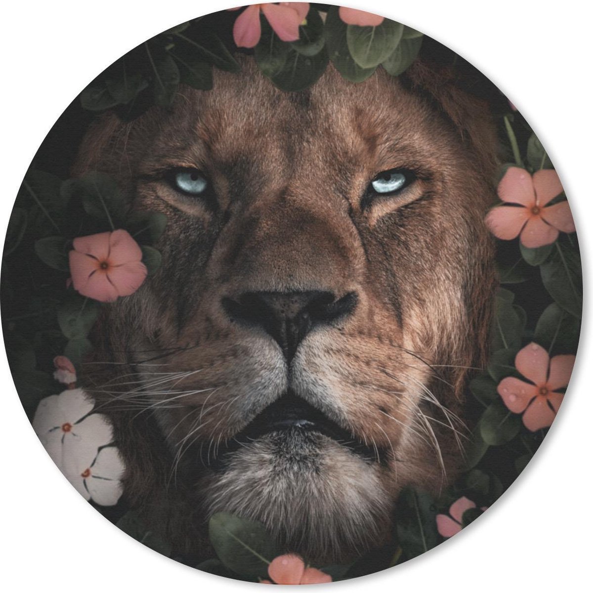 Muismat rond 50x50 cm - Mousepad Bloemen - Jungle - Leeuw - Ronde muismatten