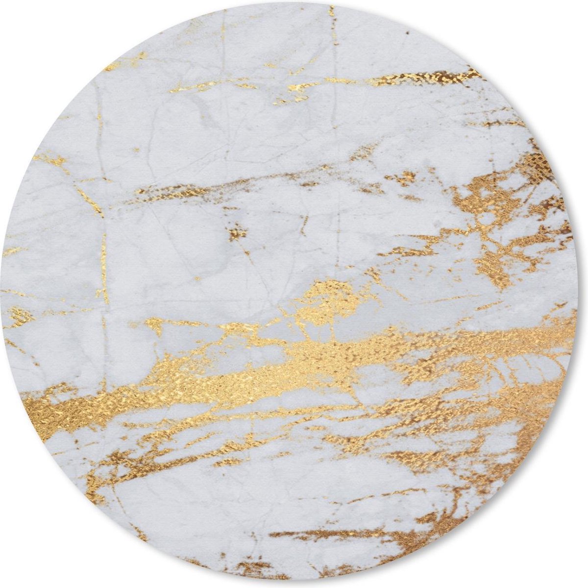 Muismat rond 40x40 cm - Mousepad Marmer - Goud - Grijs - Steen - Ronde muismatten