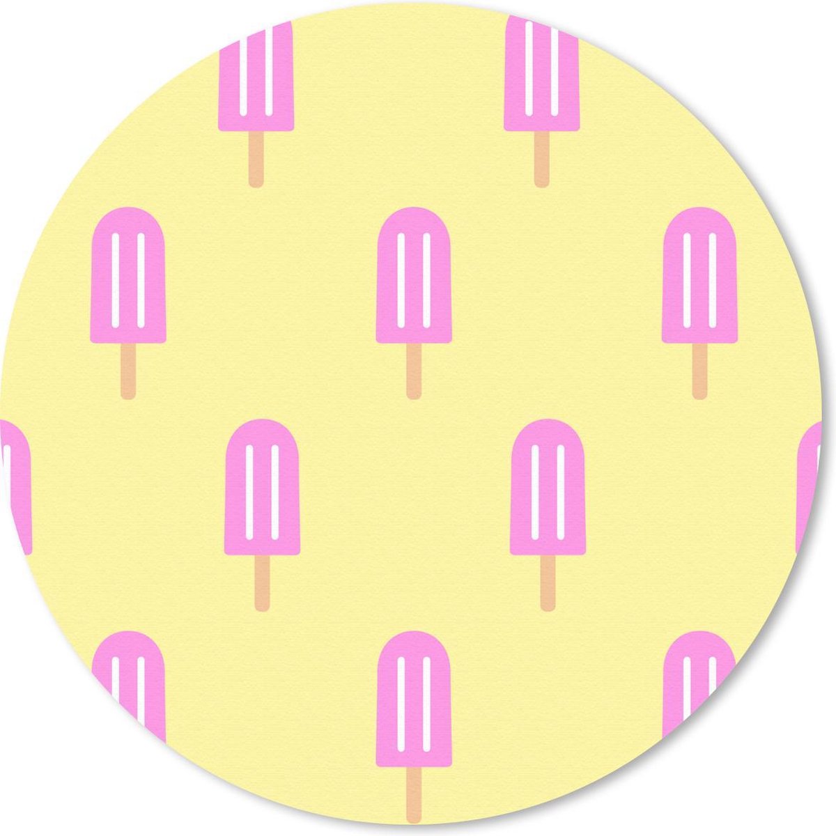 Muismat rond 50x50 cm - Mousepad IJs - Patroon - Geel - Roze - Ronde muismatten