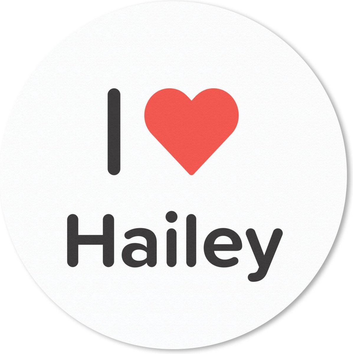 Muismat rond 50x50 cm - Mousepad I love - Hailey - Meisje - Ronde muismatten
