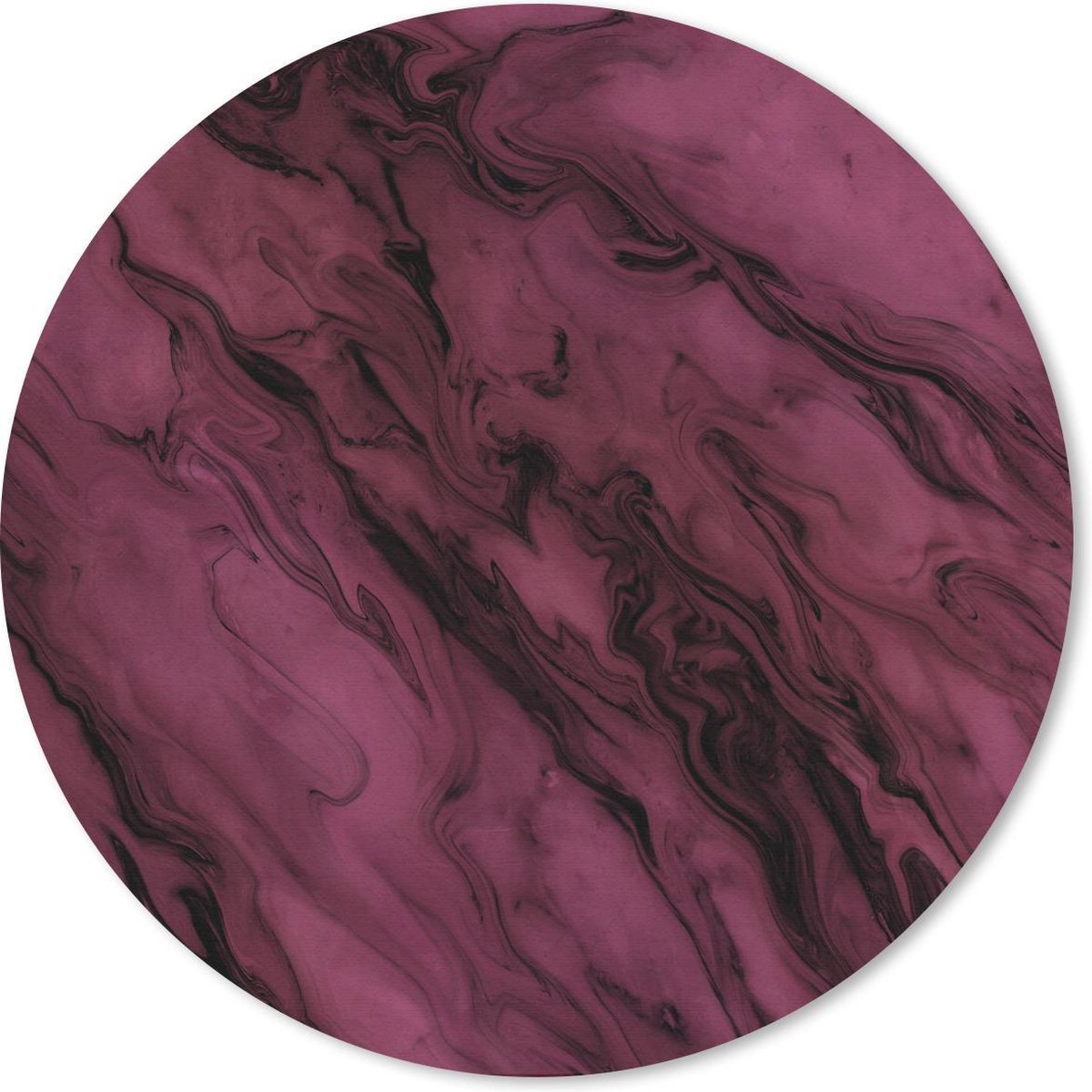 Muismat rond 50x50 cm - Mousepad Marmer - Roze - Zwart - Ronde muismatten