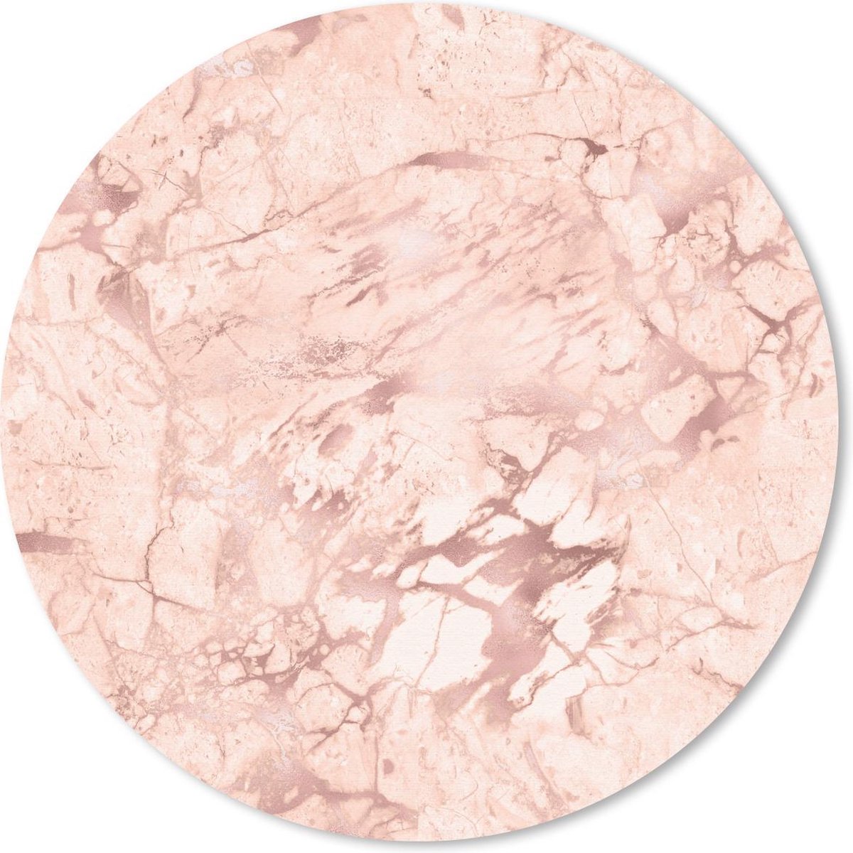 Muismat rond 50x50 cm - Mousepad Marmer - Aderen - Roze - Ronde muismatten