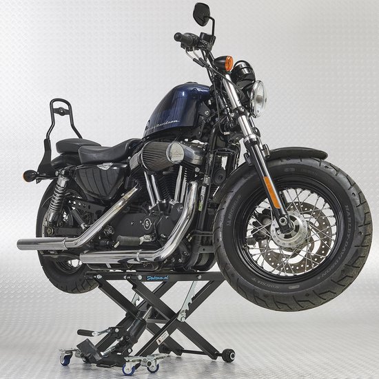 Datona® Harley Motorlift - Verplaatsbaar Motor Plateau 500 kg - 4 Zwenkwielen & 2 Vaste Wielen - Rubber Bescherming - Hoogte 9,5-42 cm