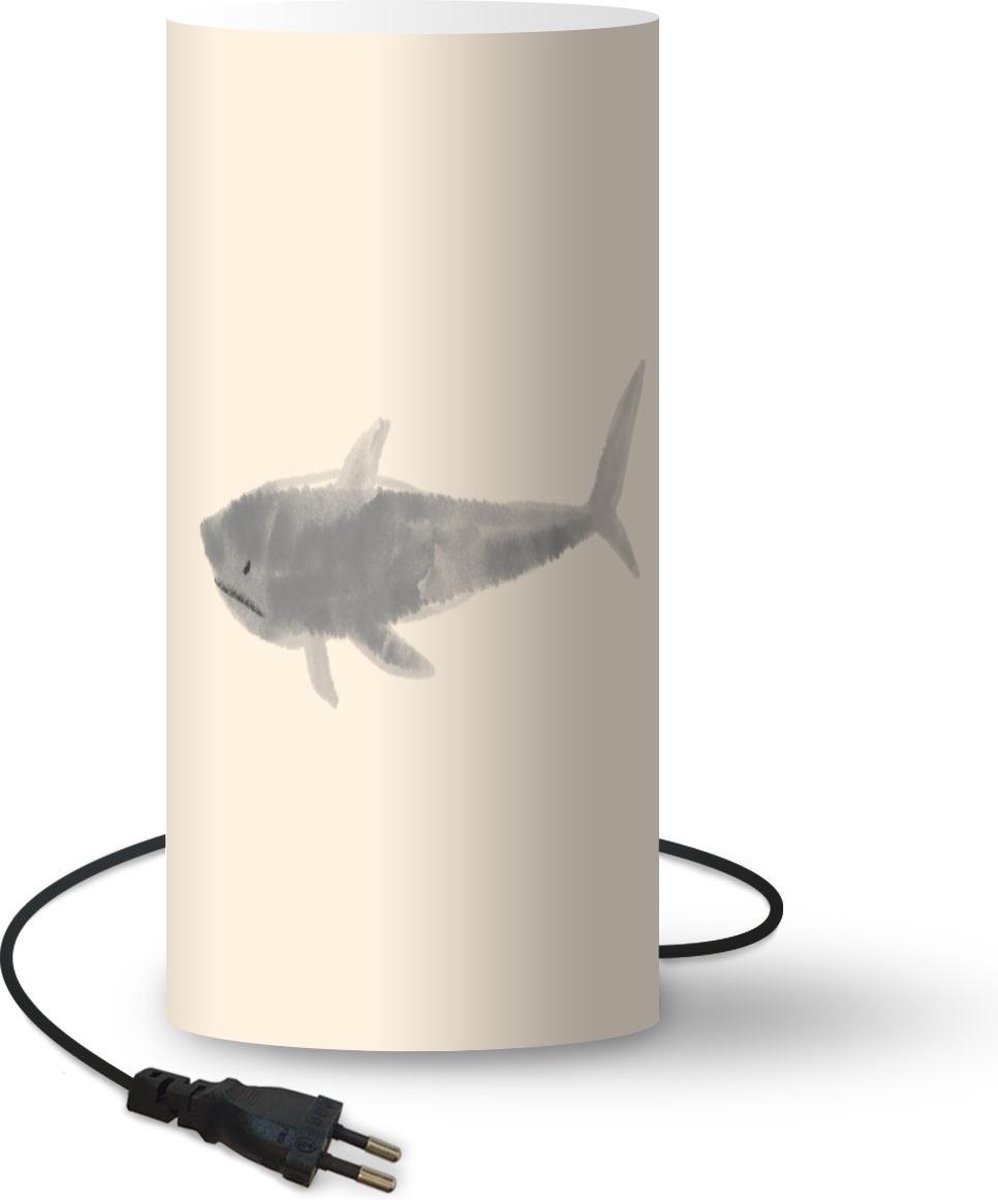 Lamp - Nachtlampje - Tafellamp slaapkamer - Vissen - Zeedieren - Pastel - Aquarel - 54 cm hoog - Ø24.8 cm - Inclusief LED lamp