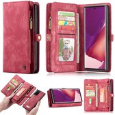 CASEME Telefoonhoesje Geschikt voor Samsung Galaxy S21 Ultra - Vintage Portemonnee Hoesje - Rood