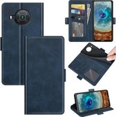 Voor Nokia X10/X20 Dual-side Magnetische Gesp Horizontale Flip Lederen Case met Houder & Kaartsleuven & Portemonnee (Donkerblauw)