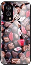 Kleurrijk gelakt glas schokbestendig beschermhoesje voor OnePlus Nord 2 5G (chocolade)