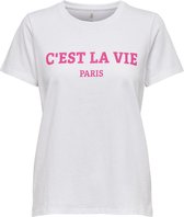 Only T-shirt Onllilli S/s Reg Top Box Cs Jrs 15255577 Bright White/roze Dames Maat - L