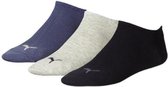 sokken Invisible sneaker katoen zwart/grijs/blauw 3 paar mt 35-38