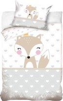dekbedovertrek Fox  90 x 120 cm katoen wit/grijs