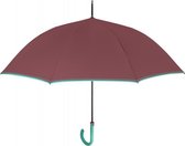 paraplu 112 cm automatisch bordeaux/mintgroen