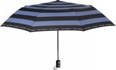 paraplu Mini 96 cm automatisch strepen dames blauw/zwart