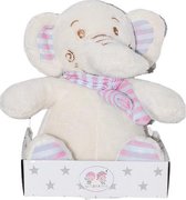 knuffelolifant junior 10 x 16 cm pluche wit/roze