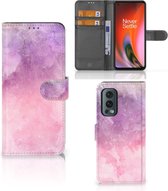 Telefoonhoesje OnePlus Nord 2 5G Flipcase Pink Purple Paint