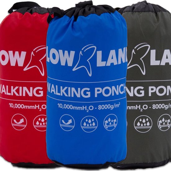 LOWLAND OUTDOOR® Wandelponcho - 100% waterdicht (10.000mm) - ademend (8.000g/M²) PFAS vrij! - Lowland Outdoor