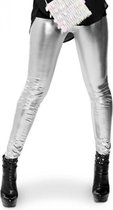 verkleedkleding Metallic Legging dames PE zilver mt S/M