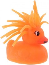 fluffy eend met licht 5 cm oranje