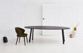 Eikentafel Ovaal - Zwart 2cm blad - I-Poot schuin - Basic - eiken tafel 180 x 100 cm