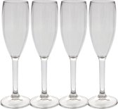 Set de 4 verres à champagne camping/pique-nique en plastique incassable 175 ml - verre polycarbonate