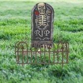 Halloween Complete horror tuin decoratie set kerkhof met grafsteen en hekjes - Halloween feest decoratie