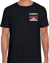 Tibet t-shirt met vlag zwart op borst voor heren - Tibet landen shirt - supporter kleding L