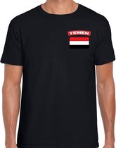 Yemen t-shirt met vlag zwart op borst voor heren - Jemen landen shirt - supporter kleding S