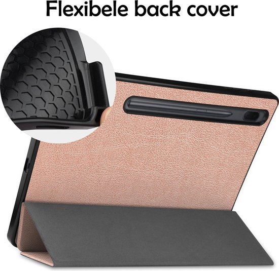 Samsung Tab S7 FE Case Luxe Case Book Case With Cutout S Pen - Samsung Galaxy Tab S7 FE 12,4 pouces - Or Rose