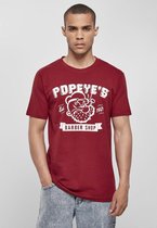 Urban Classics Popeye Heren Tshirt -S- Popeye Barber Shop Bordeaux rood