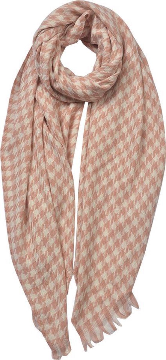 Juleeze Wintersjaal Dames 60x190 cm Roze Ruit Synthetisch Wintershawl