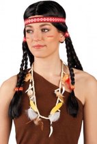 ketting met veren indiaan 90 cm beige