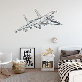 Muursticker Straaljager -  Donkergrijs -  120 x 58 cm  -  baby en kinderkamer - Muursticker4Sale