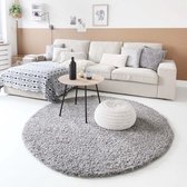 Hoogpolig vloerkleed shaggy Trend effen rond - lichtgrijs 240 cm rond