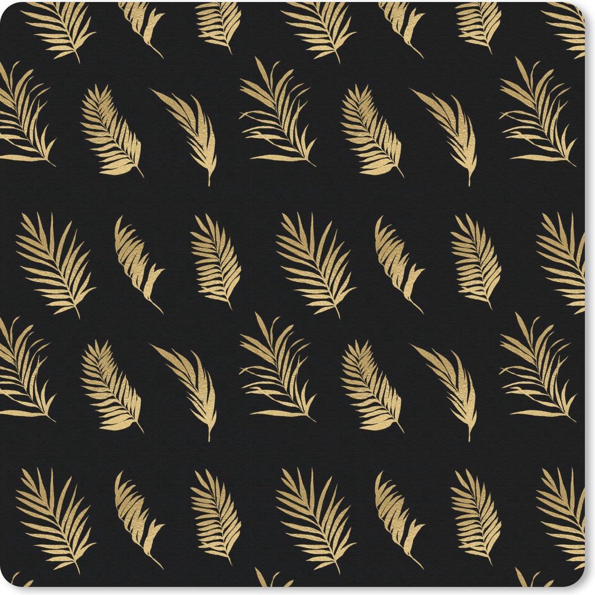 Muismat 30x30 cm - Mousepad Tropisch - Zwart - Blad - Muismatten