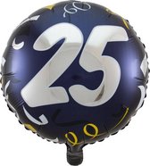 folieballon '25' 45 cm blauw/goud