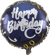 folieballon Happy Birthday 45 cm folie donkerblauw