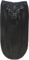 Remy Human Hair extensions Double Weft straight - zwart 1B#