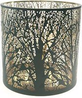 Windlicht - Tafellamp - Kaarsenhouder - Lantaarn - Groen Rond Glas - 20x20x20 - Branches