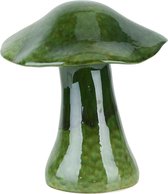 Paddenstoel Beeldje - Herfstdecoratie - Glazed Groen - 30cm - Aardewerk