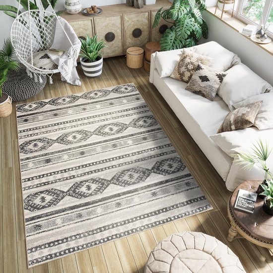 Tapiso Atlas PP Vloerkleed Beige Gebloemd Woonkamer