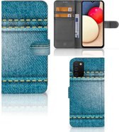 Wallet Book Case Geschikt voor Samsung Galaxy A03s Telefoon Hoesje Jeans