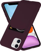 ShieldCase iPhone 11 siliconen hoesje met pasjeshouder - aubergine