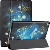 Zijdetextuur Gekleurd tekenpatroon Horizontale flip magnetische PU-lederen hoes met drie opvouwbare houder en slaap- / wekfunctie voor iPad 10.2 (2020/2019) (Diamond Butterfly)