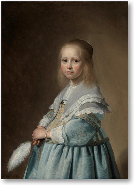 Portret van een meisje in het blauw - 50x70 Dibond voor Binnen én Buiten - Johannes Cornelisz. Verspronck - Meesterwerken