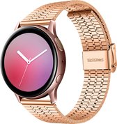 Stalen Smartwatch bandje - Geschikt voor  Samsung Galaxy Watch Active roestvrij stalen band - rosé goud - Strap-it Horlogeband / Polsband / Armband