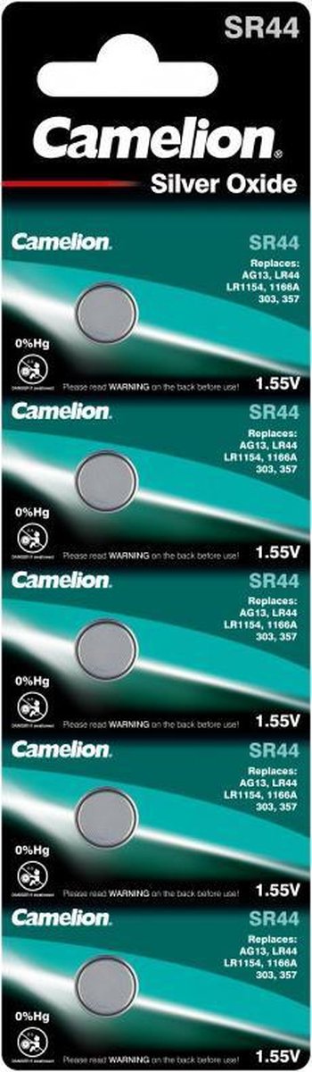 Camelion SR44 / SG13 - zilveroxide knoopcel - 1.55 volt / 5 stuks