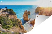 Muurdecoratie De kust van Algarve in Portugal - 180x120 cm - Tuinposter - Tuindoek - Buitenposter