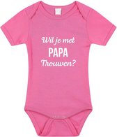 Wil je met papa trouwen huwelijksaanzoek tekst baby rompertje roze meisjes - huwelijksaanzoek / cadeau romper 92 (18-24 maanden)