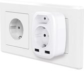 Verdeelstekker - DS USB-socket, Massaway Multi-Socket 4-in-1 Socket Adapter, 2 Sockets (4000 W) met 2 USB-poorten (2.4 A), USB Meerdere Plug met Kinderveiligheidslot, 1 stuk (WK 02